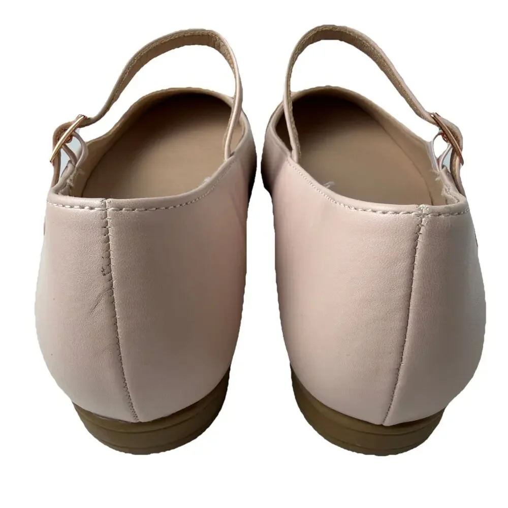 Tahari Womens Blush Rose Gold Faux Leather Loft Mary Jane Ballet Flats Sz 7